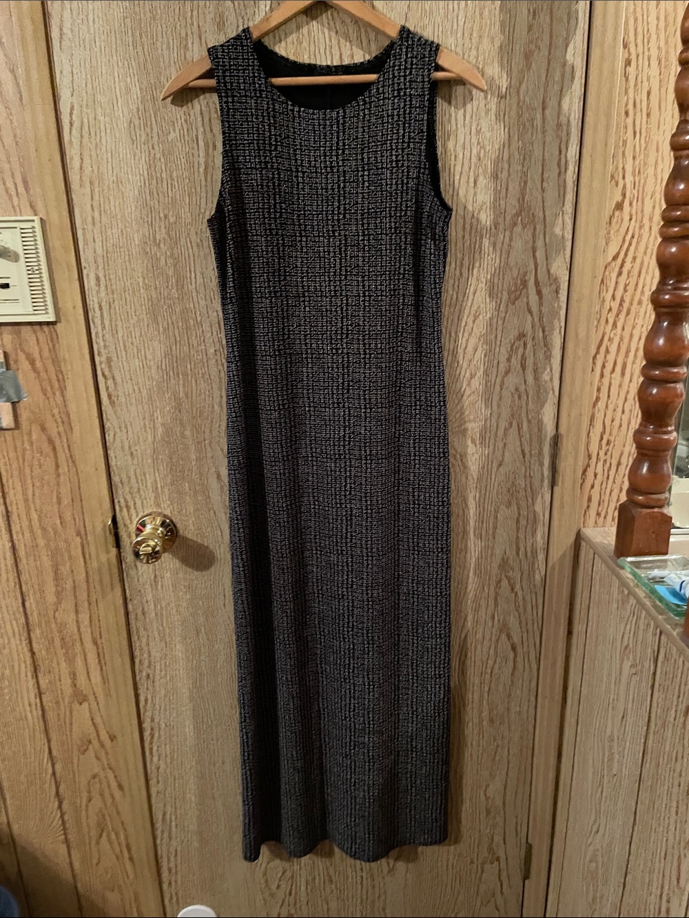 Sleeveless Black and Gray Textured Maxi Dress